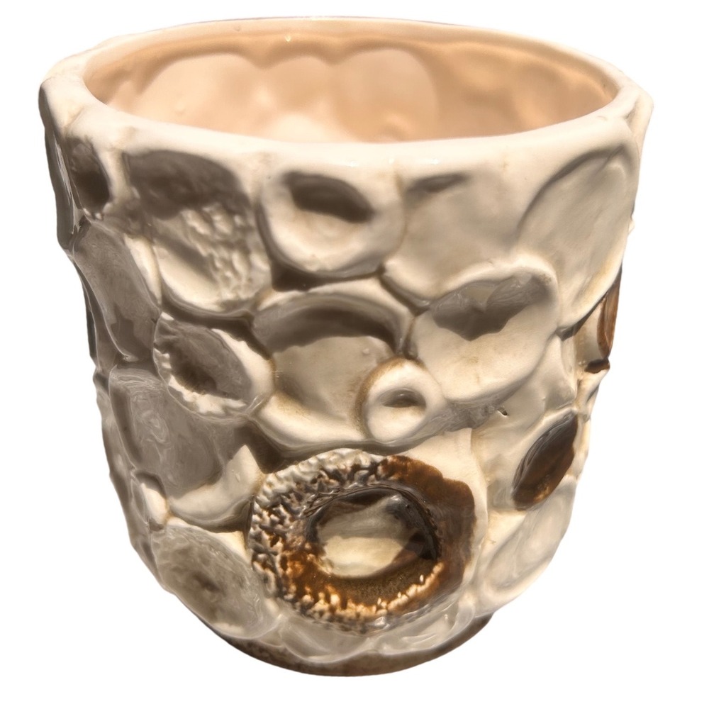 Vintage Napcoware C-7877 Ceramic Planter Gold Bronze Textured Crater Vase 4in - Picture 2 of 7